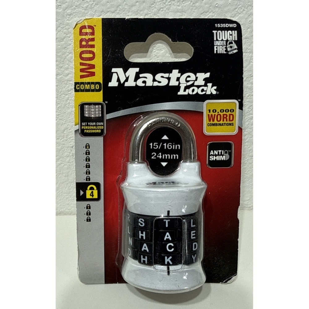Master Lock Word Combination Lock Black Level 4 Security Anti Shim 15/16" Sealed